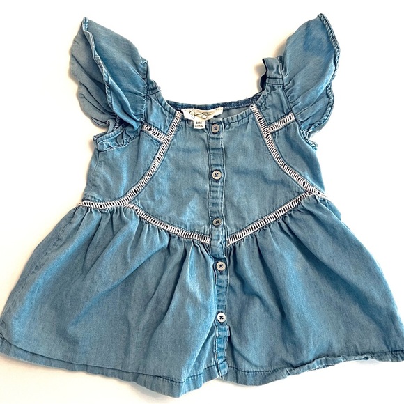 BEAUTIFUL Jessica Simpson Denim Blue Flutter Sleeve Top - Baby Girl 24 Months - Picture 3 of 3